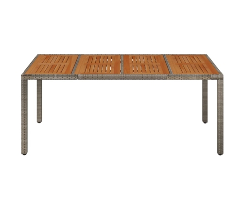 vidaXL Mesa de jardín superficie de madera ratán PE gris 190x90x75 cm