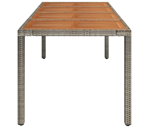 vidaXL Mesa de jardín superficie de madera ratán PE gris 190x90x75 cm