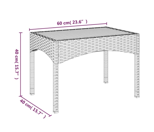 Set de muebles de jardín 3 pzas y cojines ratán sintético gris