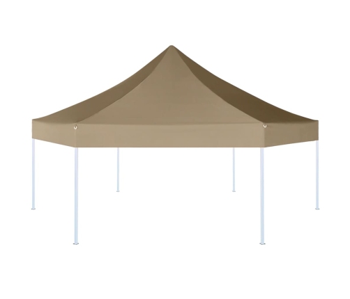 Carpa plegable emergente hexagonal 3,6x3,1 m taupé 220g/m²