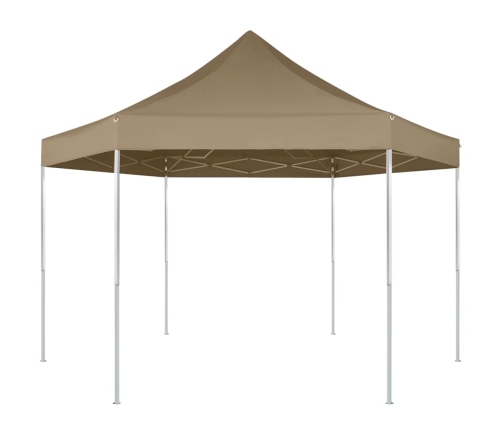 Carpa plegable emergente hexagonal 3,6x3,1 m taupé 220g/m²