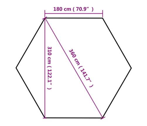 Carpa plegable emergente hexagonal 3,6x3,1 m taupé 220g/m²