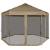 Carpa desmontable hexagonal paredes gris taupe 3,6x3,1m 220g/m²