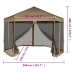 Carpa desmontable hexagonal paredes gris taupe 3,6x3,1m 220g/m²