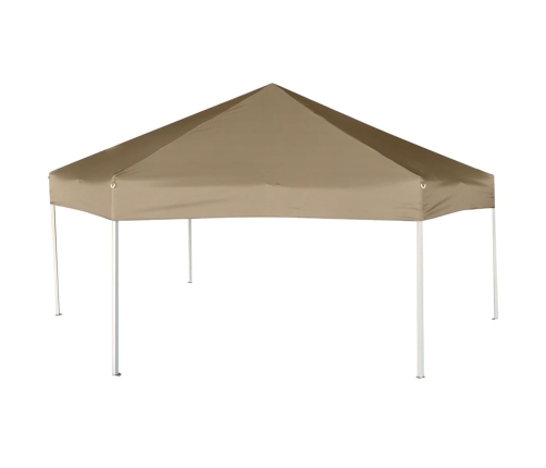 Carpa desmontable hexagonal paredes gris taupe 3,6x3,1m 220g/m²