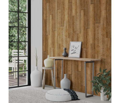 Paneles de pared con aspecto de madera PVC marrón 2,06 m²