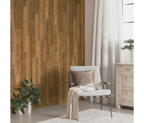 Paneles de pared con aspecto de madera PVC marrón 2,06 m²