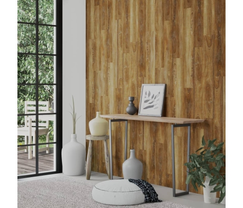 Paneles de pared con aspecto de madera PVC marrón 2,06 m²