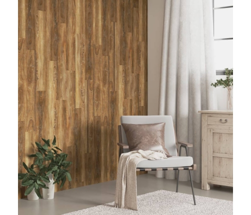 Paneles de pared con aspecto de madera PVC marrón 2,06 m²