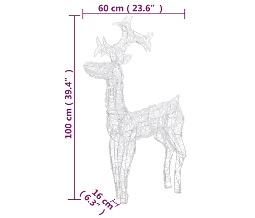 Adorno de reno de Navidad acrílico 3 unidades 60x16x100 cm