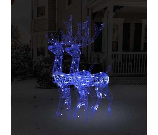 Adorno de renos de Navidad acrílico 2 uds azul 120 cm