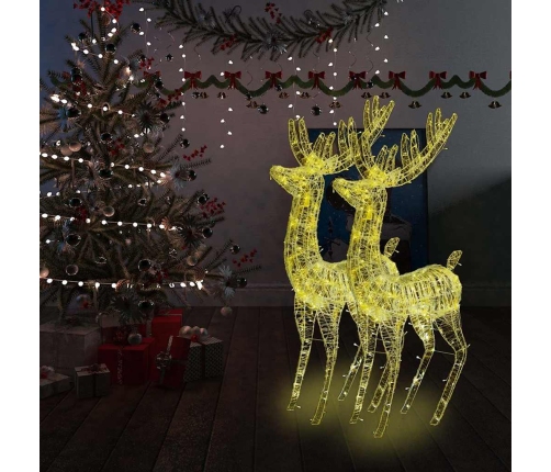 Renos de Navidad acrílico 250 LED 2 uds blanco cálido 180 cm