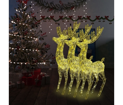 Renos de Navidad acrílico 250 LED 3 uds blanco cálido 180 cm