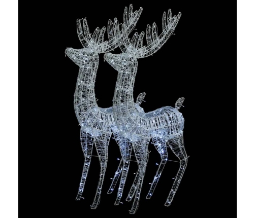 Renos de Navidad acrílico 250 LED 2 uds blanco frío 180 cm