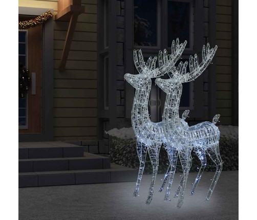 Renos de Navidad acrílico 250 LED 2 uds blanco frío 180 cm