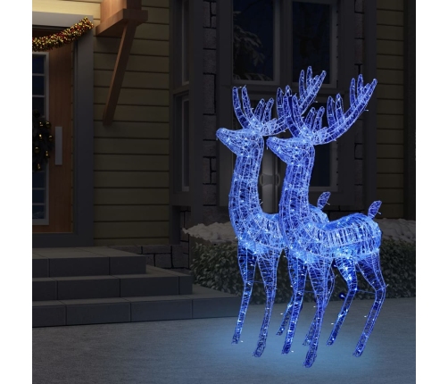 Renos de Navidad acrílico 250 LED 2 uds azul 180 cm