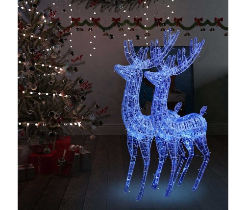 Renos de Navidad acrílico 250 LED 2 uds azul 180 cm