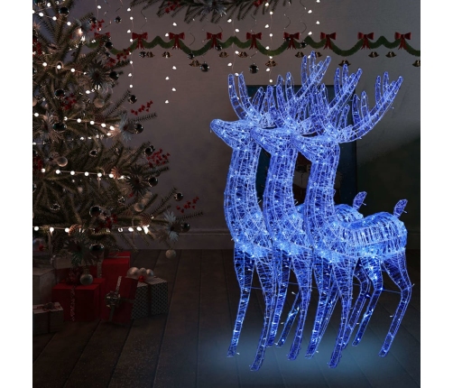 Renos de Navidad acrílico 250 LED 3 uds azul 180 cm