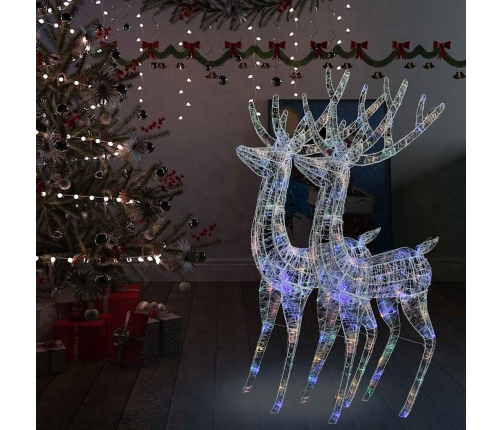 Renos de Navidad acrílico 250 LED 2 uds multicolor 180 cm