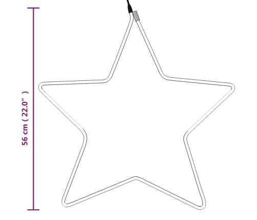 Figuras estrellas Navidad con 48 LED 2 uds blanco cálido 56cm