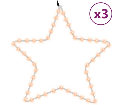 Figuras estrellas Navidad con 48 LED 3 uds blanco cálido 56cm