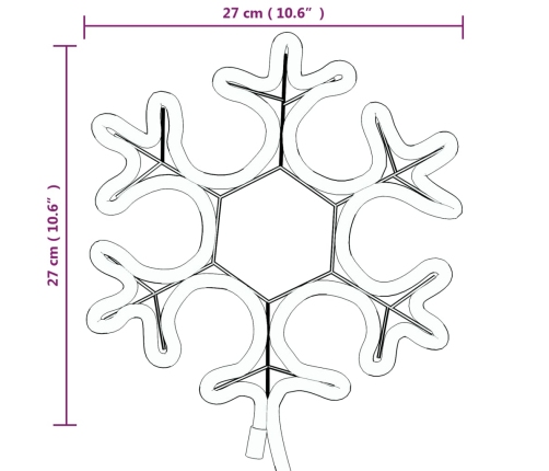 Figura de Navidad de copo de nieve con LED 2 piezas 27x27 cm