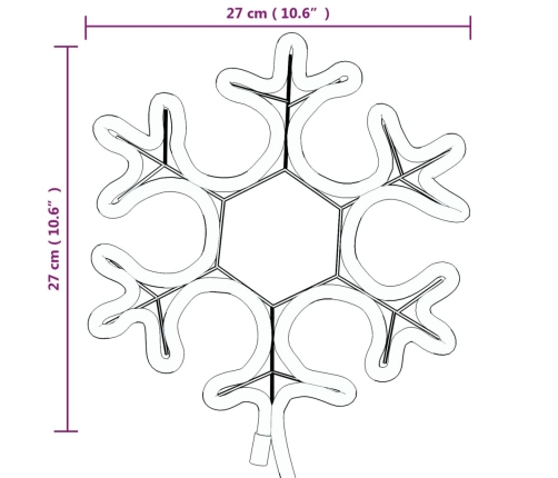 Figura de Navidad de copo de nieve con LED 3 piezas 27x27 cm