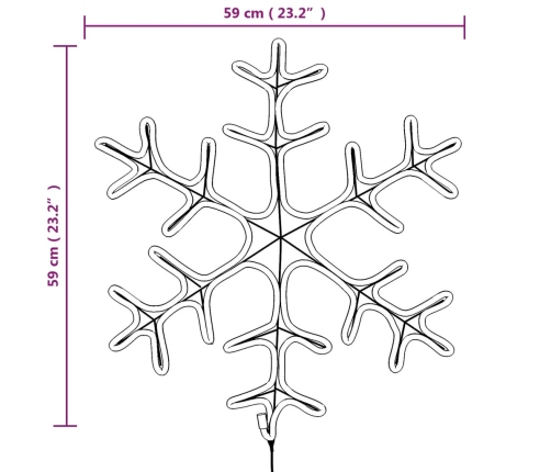 Figura de Navidad de copo de nieve con LED 2 piezas 59x59 cm