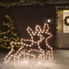 Figura de reno Navidad con LED 2 uds blanco cálido 57x55x4,5 cm