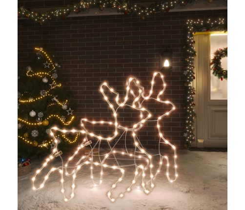 Figura de reno Navidad con LED 2 uds blanco cálido 57x55x4,5 cm