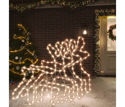 Figura de reno Navidad con LED 3 uds blanco cálido 57x55x4,5 cm