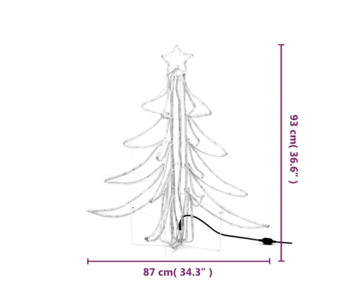 Figura árbol Navidad plegable 2 pzas blanco cálido 87x87x93 cm