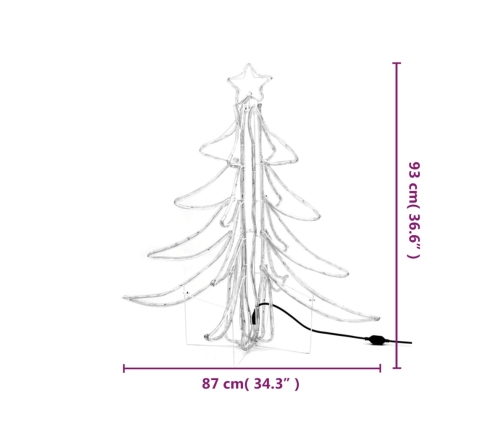 Figura árbol Navidad plegable 3 pzas blanco cálido 87x87x93 cm