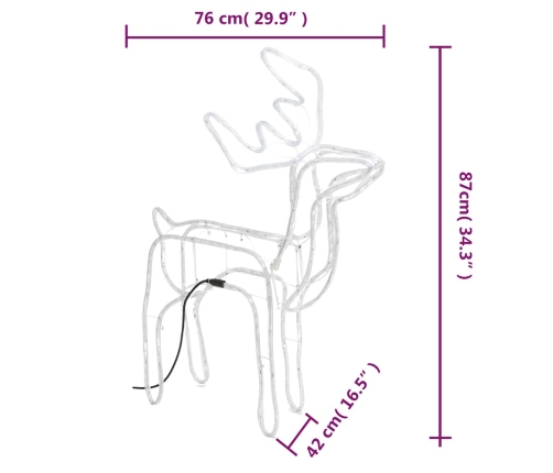Figura de reno Navidad 3 unidades blanco frío 76x42x87 cm