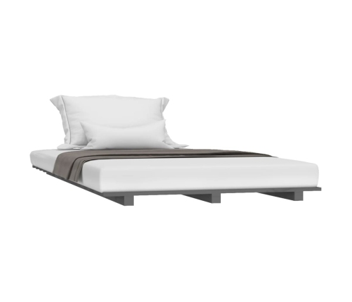 Estructura de cama madera maciza de pino gris 90x200 cm