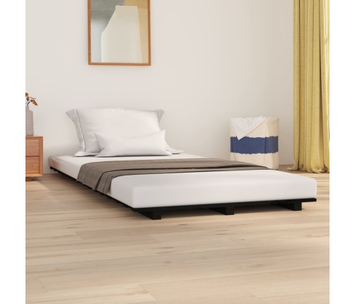 Estructura de cama madera maciza de pino negro 90x200 cm