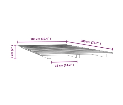 vidaXL Estructura de cama madera maciza de pino 100x200 cm