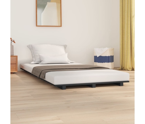 Estructura de cama madera maciza de pino gris 100x200 cm