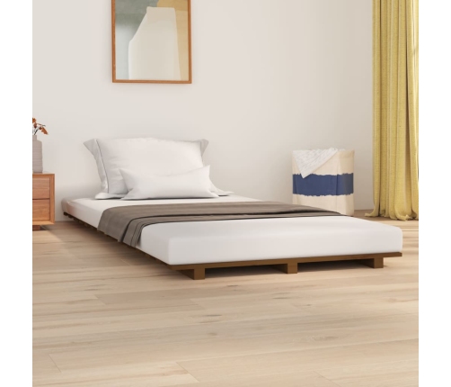 Estructura de cama madera maciza pino marrón miel 100x200 cm