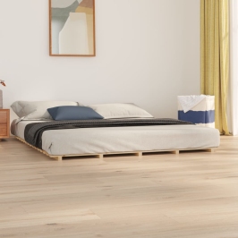 Estructura de cama de madera maciza de pino 200x200 cm