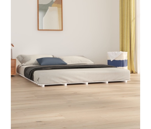 Estructura de cama de madera maciza de pino blanco 200x200 cm