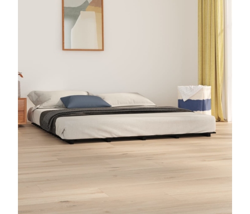 Estructura de cama de madera maciza de pino negro 200x200 cm