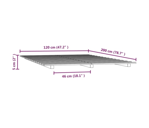 Estructura de cama madera maciza de pino 120x200 cm