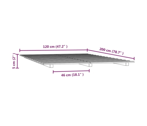 Estructura de cama madera maciza de pino negro 120x200 cm