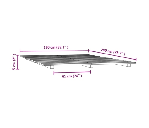 Estructura de cama madera maciza de pino 150x200 cm