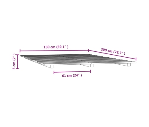 Estructura de cama madera maciza de pino negro 150x200 cm