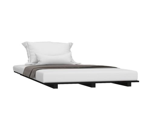 vidaXL Estructura de cama madera maciza de pino negro 90x190 cm