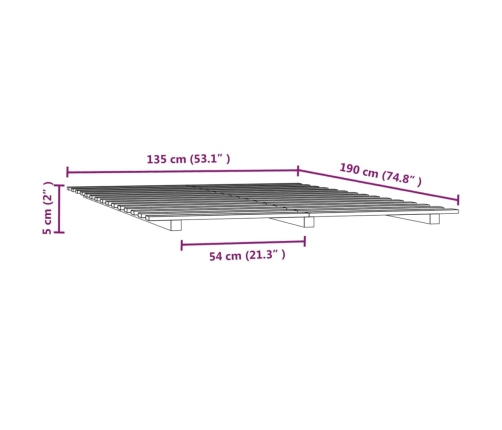 Estructura de cama madera maciza de pino 135x190 cm