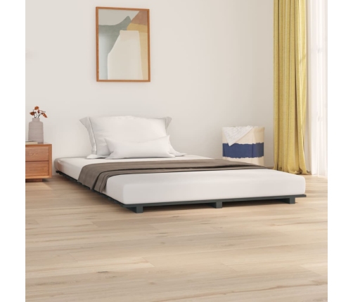 Estructura de cama madera maciza de pino gris 135x190 cm