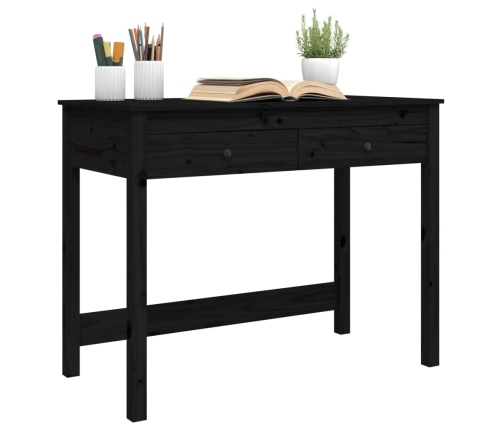 Escritorio con cajones madera maciza de pino negro 100x50x78 cm